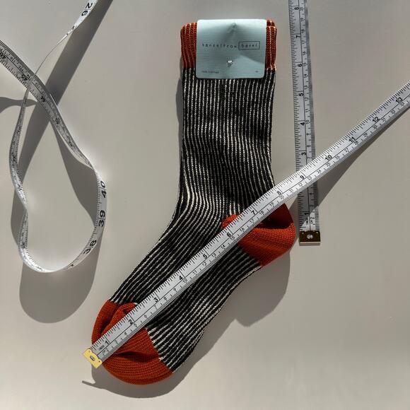 Hansel from Basel Umbrella Crew Socks Black Orange White Womens Sizes 6-9.5 NWT - Picture 5 of 14